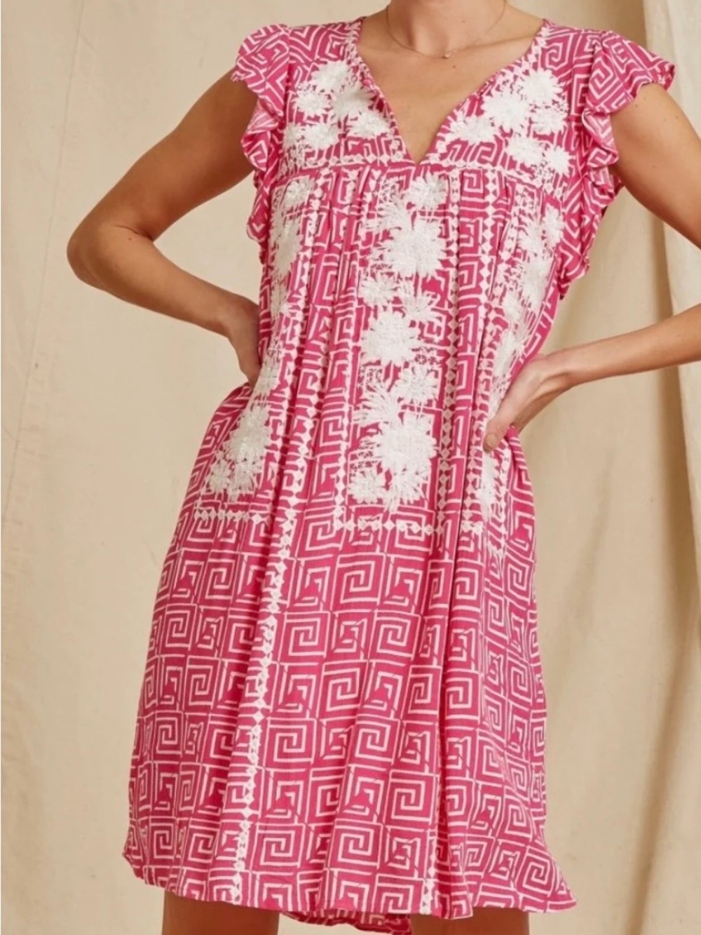 Savanna Jane Shift Dress Size Small Pink NWT Flutter Sleeves Preppy Casual